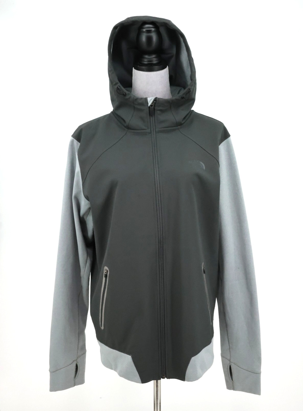 The North Face Jacket Mens Medium Gray Full Zip Hood Pockets Mountain Athletics